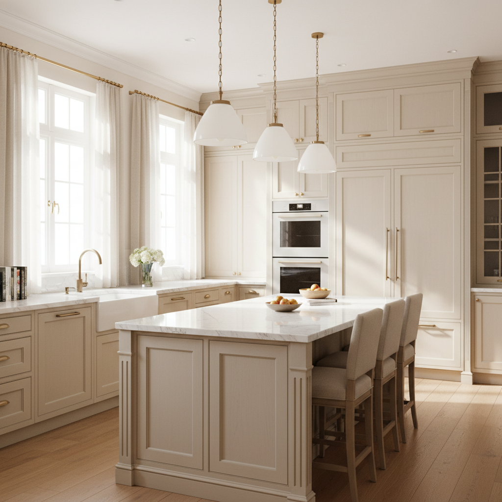 Upscale kitchen with integrated Viking-style appliances